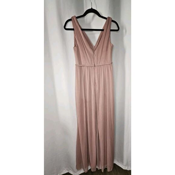 Azazie Womens Tanicia Bridesmaids Dress Pink Pleated Sleeveless Slit Zip Size A6 - Picture 5 of 7